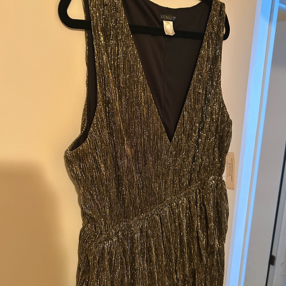 VENUS Metallic Gold Evening Dress